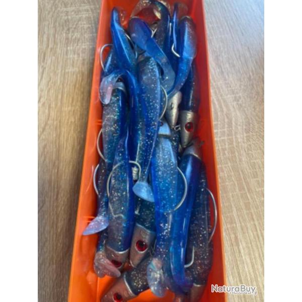 Leurre souple mont� Delalande bleu swat Shad 11cm 40g