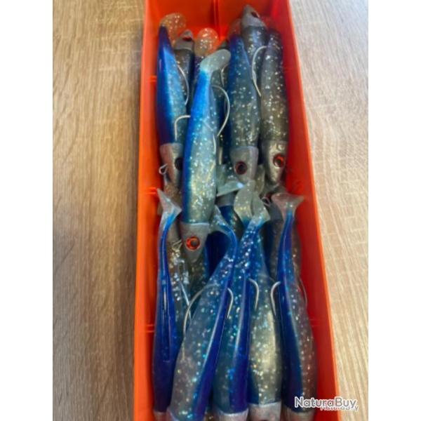 Leurre souple mont� Delalande bleu swat Shad 11cm 30g