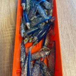 Leurre souple monté Delalande bleu swat Shad 9cm 10g