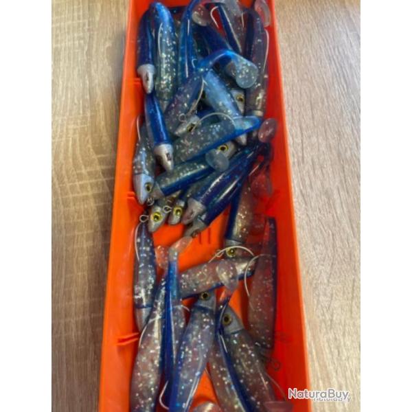 Leurre souple mont� Delalande bleu swat Shad 9cm 10g