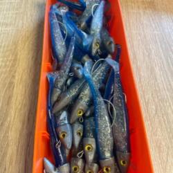 Leurre souple monté Delalande bleu swat Shad 11cm 20g