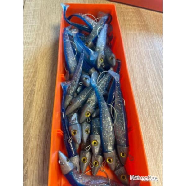 Leurre souple mont� Delalande bleu swat Shad 11cm 20g