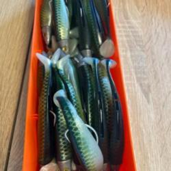 Leurre souple mont&eacute; Delalande vert swat 11cm 15g