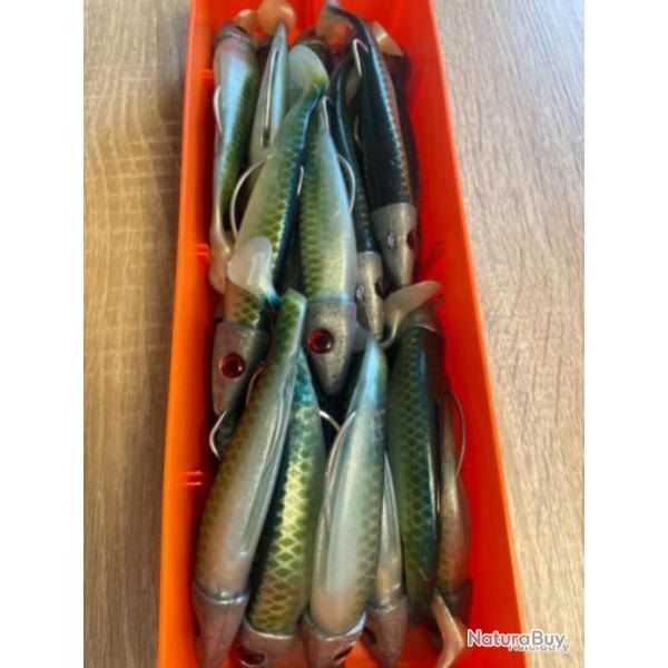 Leurre souple mont� Delalande vert swat 11cm 40g