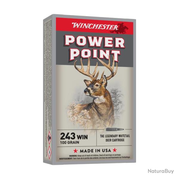 BOITE DE 20 CARTOUCHES WINCHESTER CAL.243Win POWER-POINT 100GR