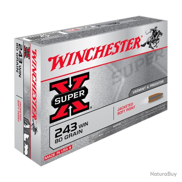 BOITE DE 20 CARTOUCHES WINCHESTER CAL.243Win POWER-POINT 80GR