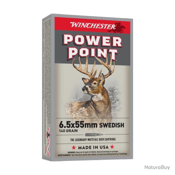 BOITE DE 20 CARTOUCHES WINCHESTER CAL.6.5X55Swd POWER-POINT 140GR
