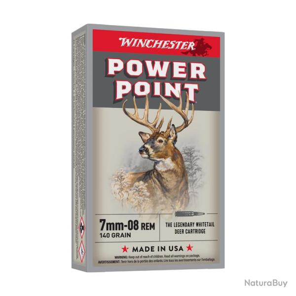 BOITE DE 20 CARTOUCHES WINCHESTER CAL.7mm08Rem POWER-POINT 140GR