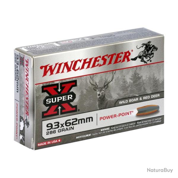 BOITE DE 20 CARTOUCHES WINCHESTER CAL.9.3X62 POWER-POINT 286GR