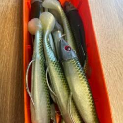 Leurre souple mont&eacute; Delalande vert swat 15cm 80g