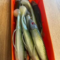 Leurre souple mont&eacute; Delalande vert swat 15cm 80g