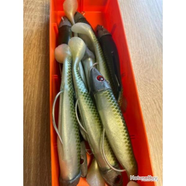 Leurre souple mont� Delalande vert swat 15cm 80g