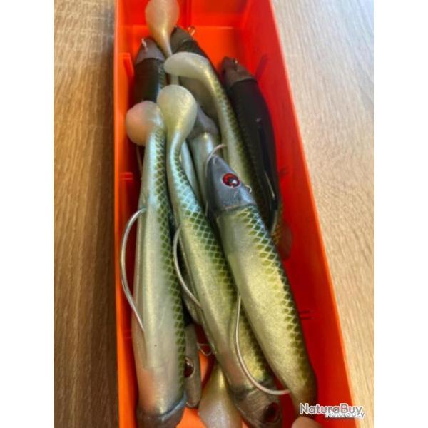 Leurre souple mont� Delalande vert swat 15cm 80g