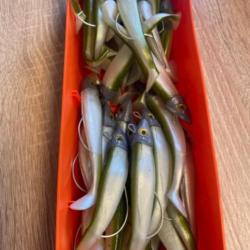 Leurre souple monté Delalande vert swat Shad 9cm 20g