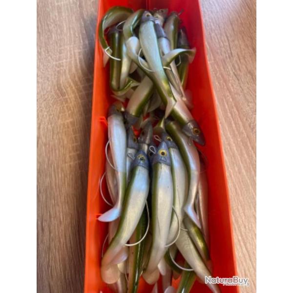 Leurre souple mont� Delalande vert swat Shad 9cm 20g