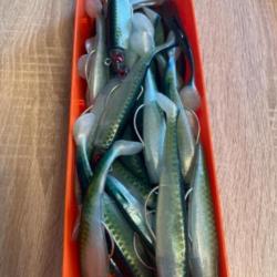 Leurre souple mont&eacute; Delalande vert swat Shad 11cm 10gr