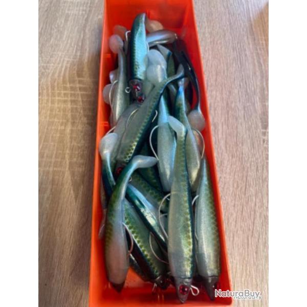 Leurre souple mont� Delalande vert swat Shad 11cm 10gr