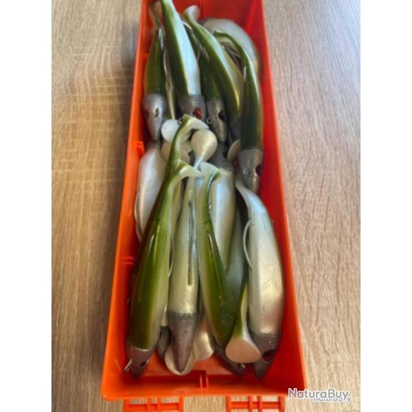 Leurre souple mont� Delalande vert swat Shad 11cm 40g