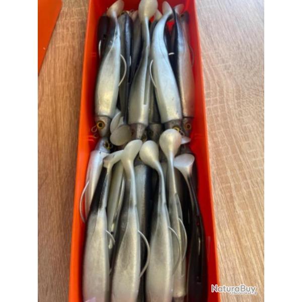 Leurre souple mont� Delalande gris swat Shad 11cm 10gr