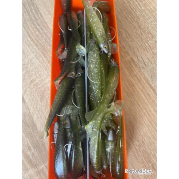 Leurre souple mont� Delalande vert swat Shad 9cm 7g