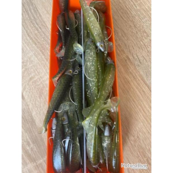 Leurre souple mont� Delalande vert swat Shad 9cm 7g