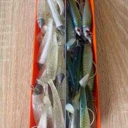 Leurre souple mont&eacute; Delalande vert et blanc swat Shad 9cm 7g