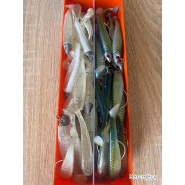 Leurre souple mont� Delalande vert et blanc swat Shad 9cm 7g