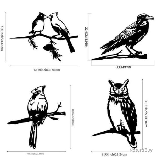 Lot de 3  oiseaux en m�tal pour arbre D�coration jardin ou autres 3 mod�les. B