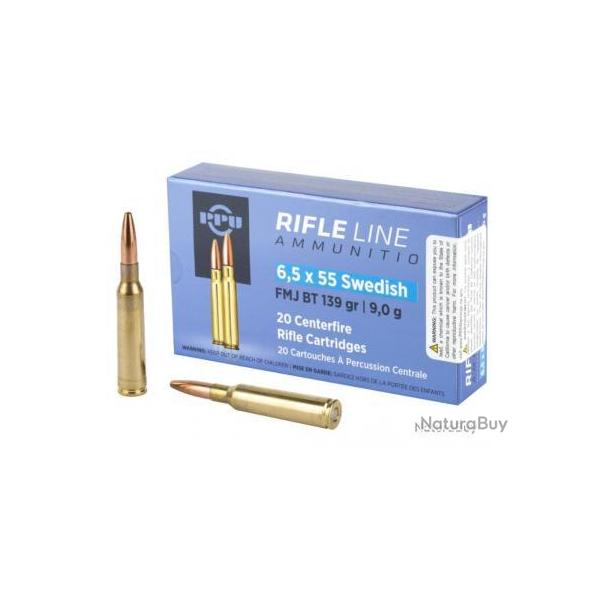 CARTOUCHES PARTIZAN CAL. 6,5x55 Su�dois 139 Grs. FMJ BT 1 boite ( 20 munitions)