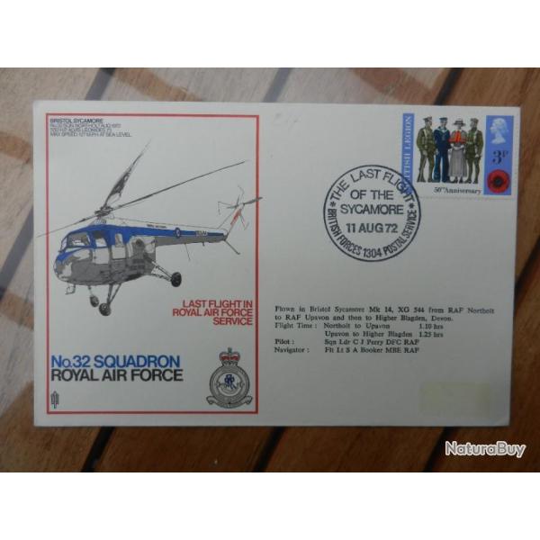 enveloppe souvenir philat�lique dernier vol du N� 32 Squadron Royal Air Force 1972