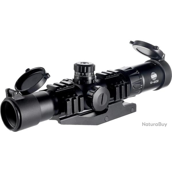 Lunettes de vis�e Tactique Airsoft 1.5-4X30BE Port�e w/Tri-r�ticule Lumineux Bleu Rouge Vert