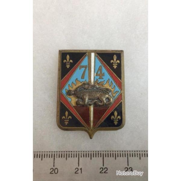 FRANCE INFANTERIE - Insigne  74� R.I. R�giment d'Infanterie dragon argent �mail