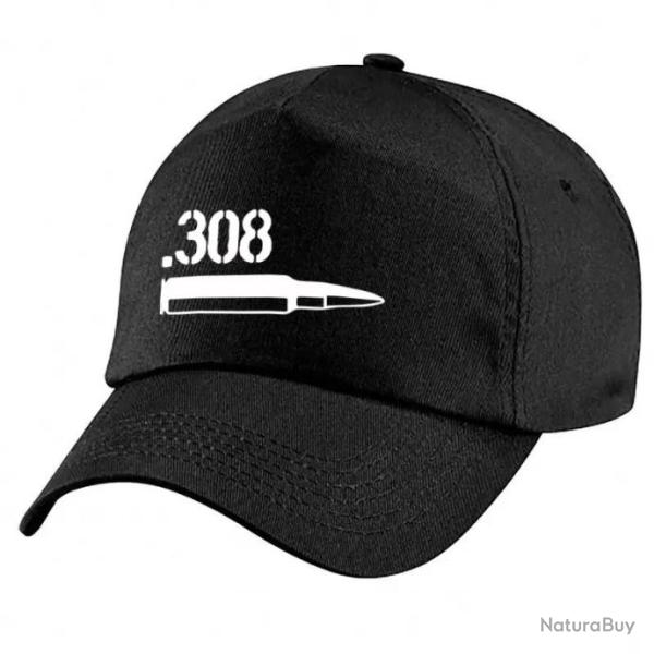 Casquette Tir Sportif -  Arme - Cartouche 308 winchester - Noire