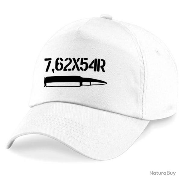 Casquette Tir Sportif -  Arme - Cartouche 7.62x54R - Blanche