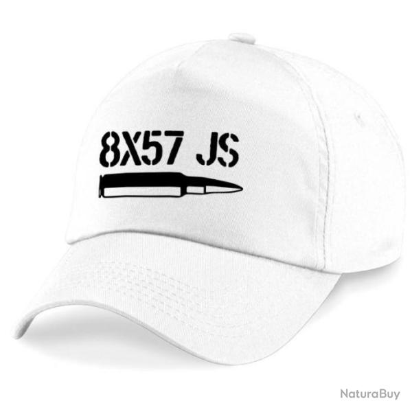 Casquette Tir Sportif -  Arme - Cartouche 8x57 JS - Blanche