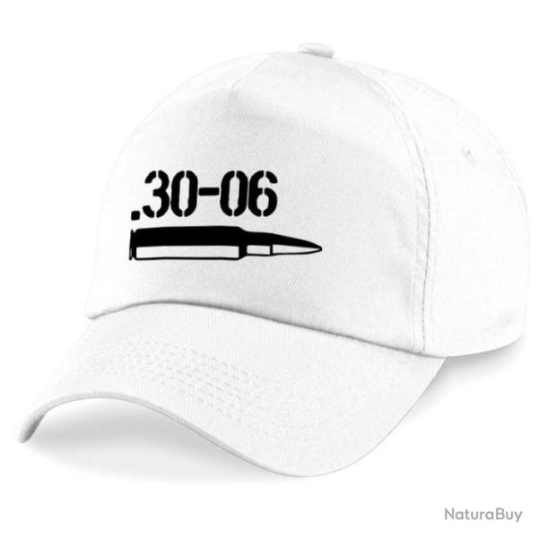 Casquette Tir Sportif -  Arme - Cartouche 30.06  - Blanche