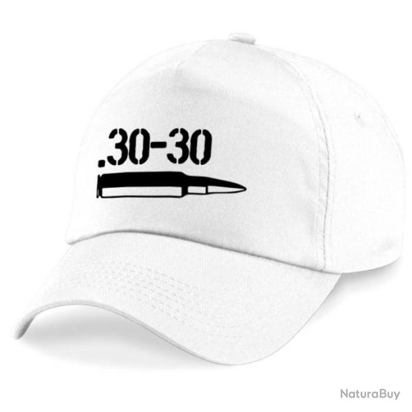 Casquette Tir Sportif -  Arme - Cartouche 30-30 - Blanche