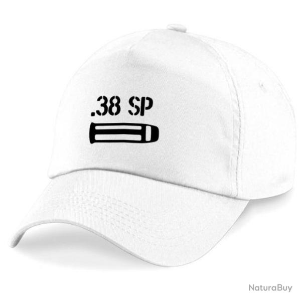 Casquette Tir Sportif -  Arme - Cartouche 38 special - Blanche