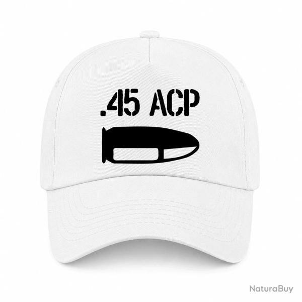 Casquette Arme - Cartouche 45 ACP - Blanc