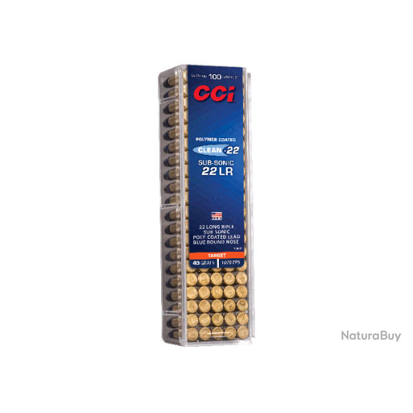 Balles CCI Clean-22 Subsonic - Cal. 22LR - Boite de 100 - Par 1