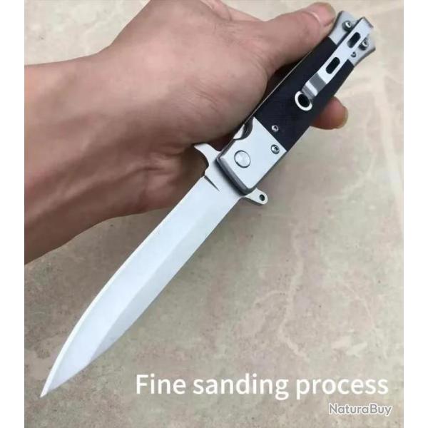 COUTEAU PLIANT DE TERRAIN EN ACIER INOXYDABLE COULEUR BLANC