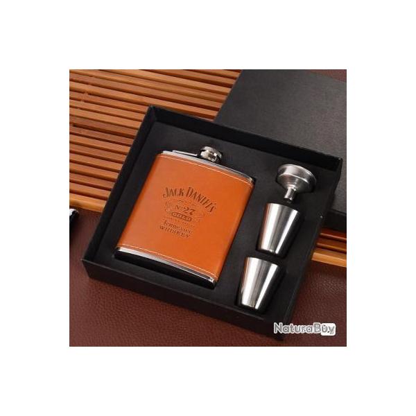 Superbe flasque jack daniels SIMILICUIR � alcool en acier inoxydable