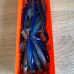 Leurre souple mont&eacute; Delalande bleu 14cm 30gr speed slim