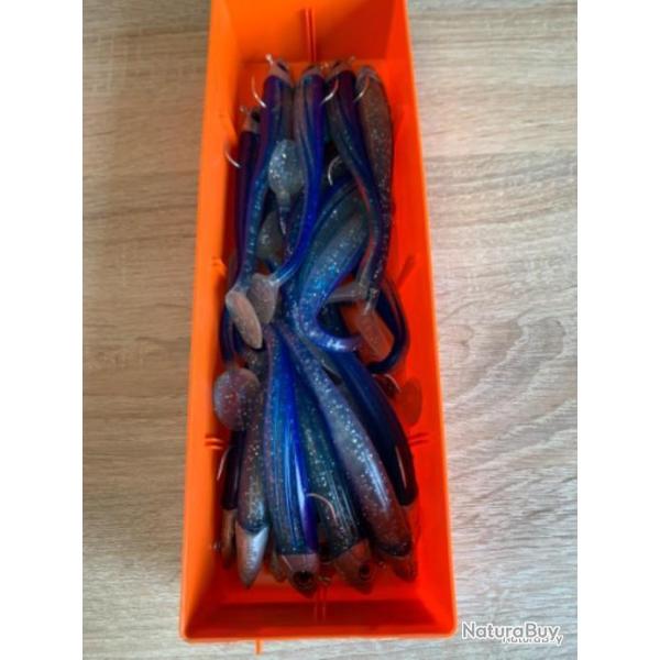 Leurre souple mont� Delalande bleu 14cm 30gr speed slim