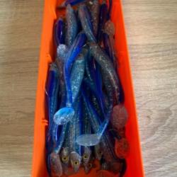 Leurre souple mont&eacute; Delalande bleu 12cm 10gr speed slim