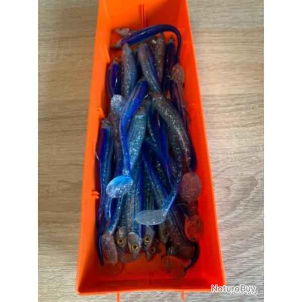 Leurre souple mont� Delalande bleu 12cm 10gr speed slim