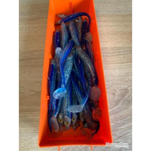 Leurre souple mont� Delalande bleu 12cm 10gr speed slim