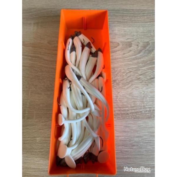 Leurre souple mont� Delalande blanc 12cm 10gr speed slim