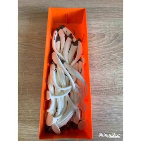 Leurre souple mont� Delalande blanc 12cm 10gr speed slim