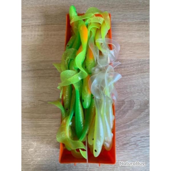 Leurre souple Delalande vert fluo 12cm zand curly